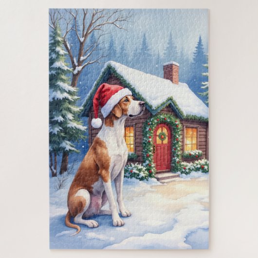 Great Dane Sneeuwcabine Kerstman Hoed Kerst Kunst Legpuzzel (Verticaal)