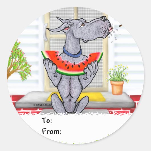 Great Dane SPIT Blue Ronde Sticker (Voorkant)