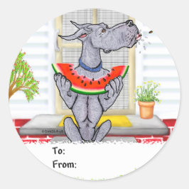 Great Dane SPIT Blue Ronde Sticker