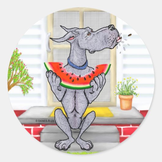 Great Dane SPIT Blue Ronde Sticker (Voorkant)