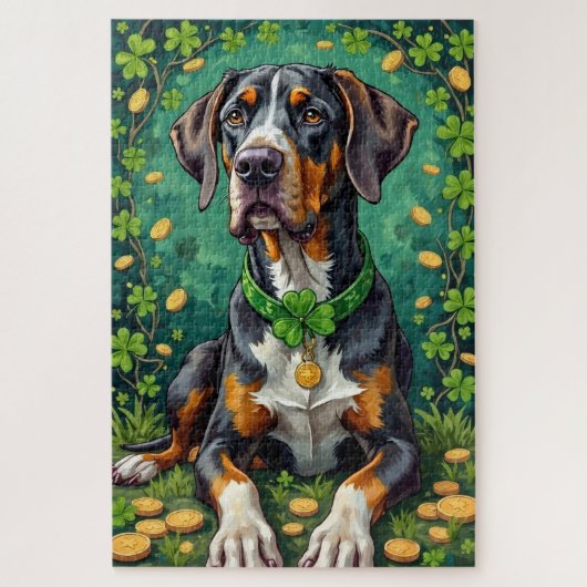 Great Dane St. Patrick's Day GeluksHond Legpuzzel (Verticaal)