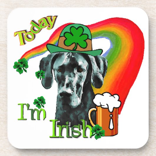 Great Dane St. Patrick's Day Onderzetter (Voorkant)
