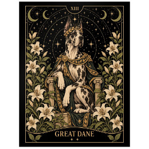 Great Dane, Starlit Tarot Kunst Briefkaart