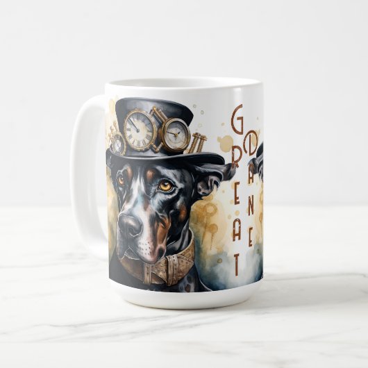 Great Dane Steampunk Hound Koffiemok (Voorkant links)