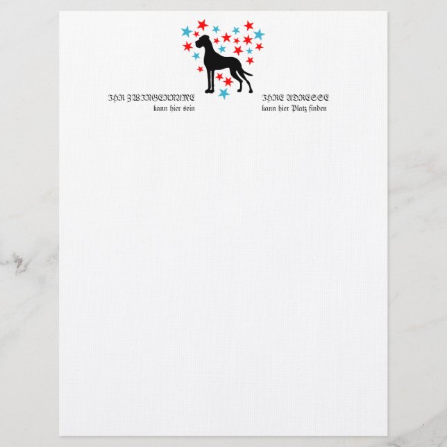 Great Dane sterren en plezier  Custom Briefhoofd (Voorkant)