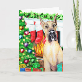 Great Dane Stockings Fawn Feestdagen Kaart