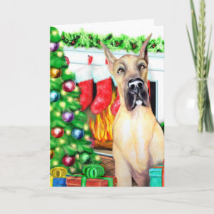 Great Dane Stockings Fawn Feestdagen Kaart