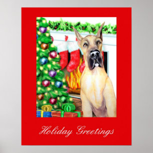 Great Dane Stockings Fawn Poster