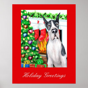 Great Dane Stockings Mantle Poster