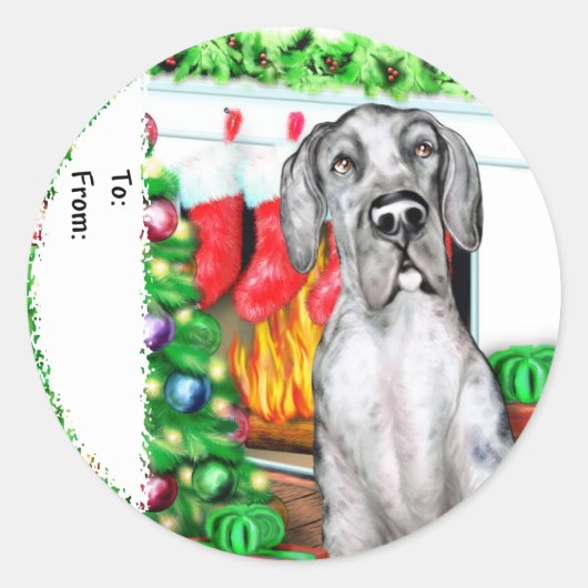 Great Dane Stockings Merle UC Gift Labels (Voorkant)