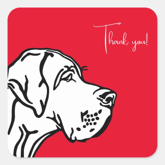 Great Dane tekening Vierkante Sticker (Voorkant)