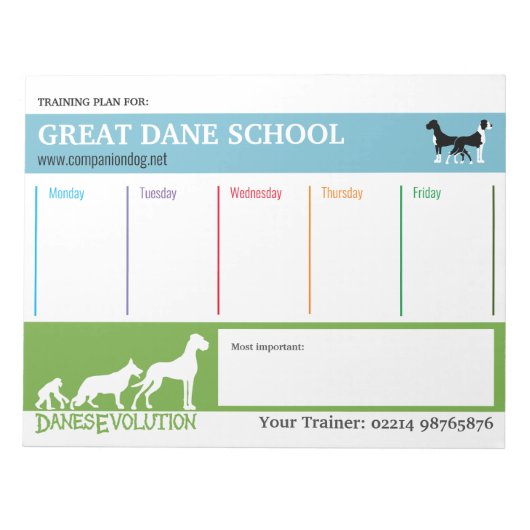 Great Dane training plan Notitieblok (Voorkant)
