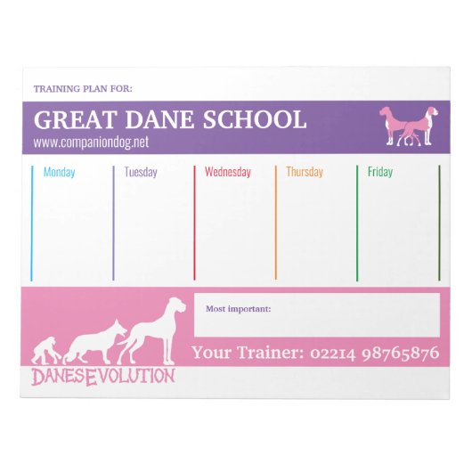 Great Dane trainingsprogramma Notitieblok (Voorkant)