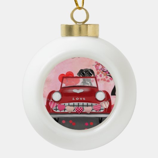 Great Dane Valentijnsdag Delight Keramische Bal Ornament (Voorkant)
