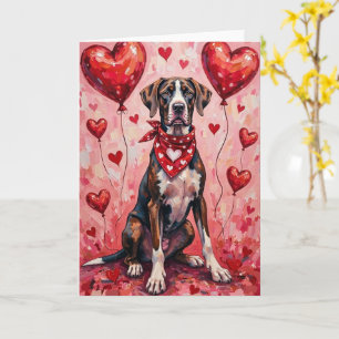 Great Dane Valentijnsdag Hond met Harten Rood Kaart