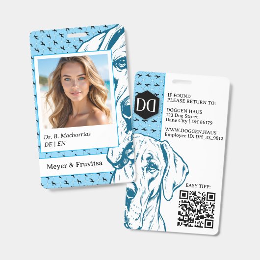Great Dane verfijnd logo QR-code Badge (Voor- en achterkant)