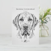 Great Dane verjaardagsfeest uitnodiging (Staand voorkant)