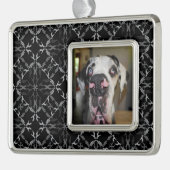 Great Dane-versiering Verzilverd Omlijst Ornament (Links)