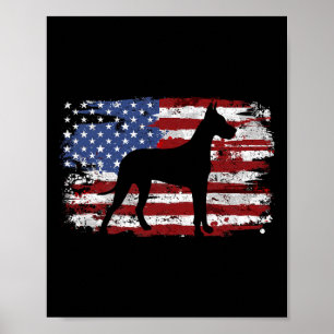 Great Dane Vintage Amerikaanse Vlag  Poster