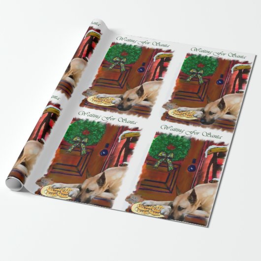 Great Dane Wacht op Kerstmis Cadeaupapier (Uitgerold)