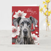 Great Dane White Lilies on Red Thinking of You Kaart (Gele Bloem)