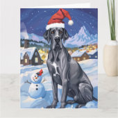 Great Dane Winter Wonderland Kerstvreugde Kaart (Voorkant)