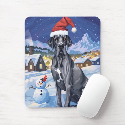 Great Dane Winter Wonderland Kerstvreugde Muismat (Met muis)