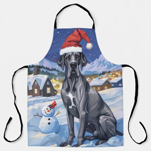 Great Dane Winter Wonderland Kerstvreugde  Schort (Voorkant)