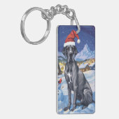 Great Dane Winter Wonderland Kerstvreugde Sleutelhanger (Voorkant Links)