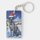 Great Dane Winter Wonderland Kerstvreugde Sleutelhanger (achterkant)