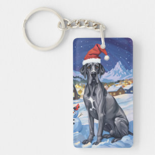 Great Dane Winter Wonderland Kerstvreugde Sleutelhanger