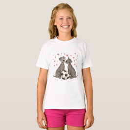 Great Dane with soccer ball for Valentine's Day T-shirt