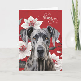Great Dane Witte Lelies op Rode Denk Aan Jou Kaart