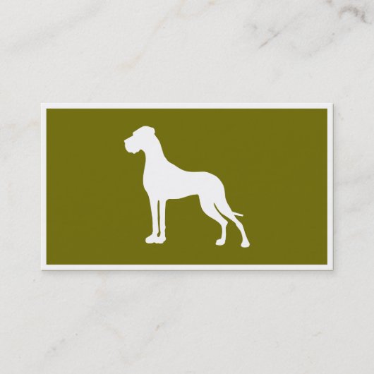 Great Dane witte silhouet  Visitekaartje (Voorkant)