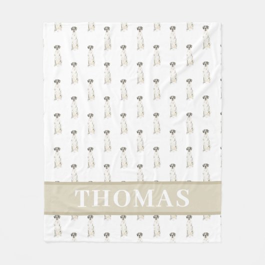 Great Dane (Zwart Wit Harlekijn) Fleece Deken (Voorkant)