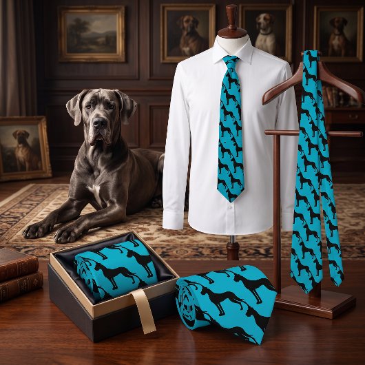 Great Dane zwarte Silhouette Stropdas