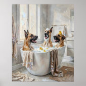 Great Danes Badkamer Badkuip Poster Kunstprint (Voorkant)