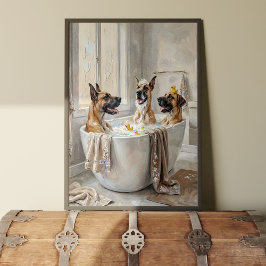 Great Danes Badkamer Badkuip Poster Kunstprint