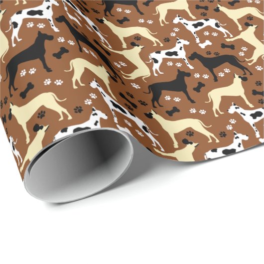 Great Danes Brown Pattern Cadeaupapier (Rol Hoek)