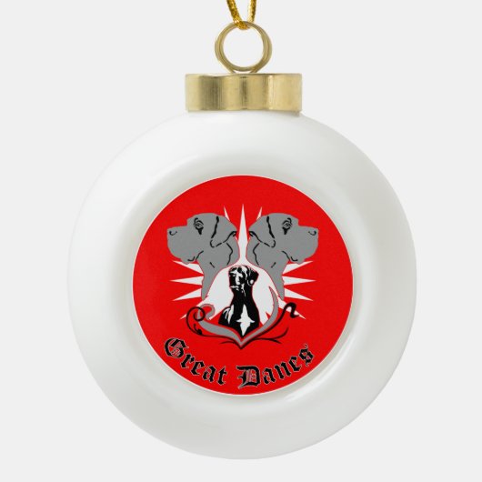 Great Danes Kerst Keramische Bal Ornament (Voorkant)