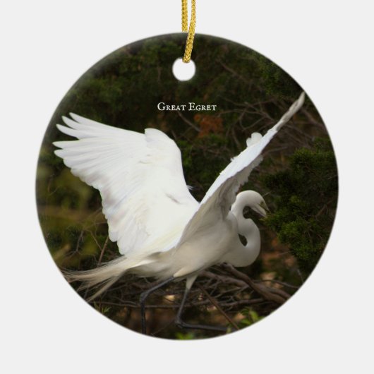 Great Egret Bird Foto Ornament (Voorkant)