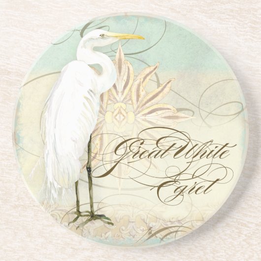 Great Egret Coastal Beach - Home Decor Onderzetter (Voorkant)