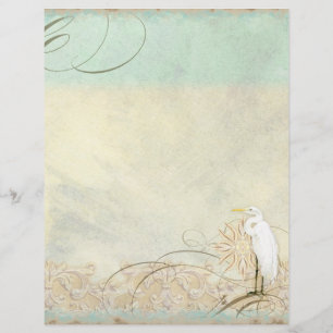 Great Egret Coastal Beach - Monogrammen Stationery