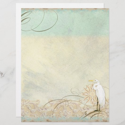Great Egret Coastal Beach - Monogrammen Stationery (Voorkant / Achterkant)