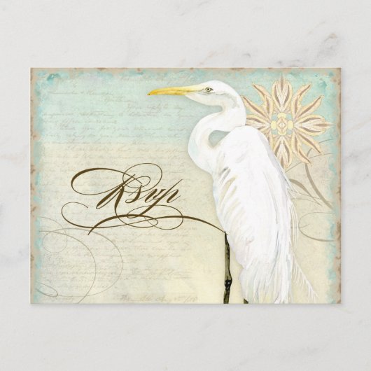 Great Egret Coastal Beach - RSVP Response Briefkaa Uitnodiging Briefkaart (Voorkant)