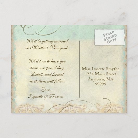 Great Egret Coastal Beach - Save the Date Briefkaa Aankondigingskaart (Achterkant)