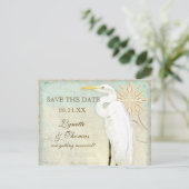 Great Egret Coastal Beach - Save the Date Briefkaa Aankondigingskaart (Staand voorkant)