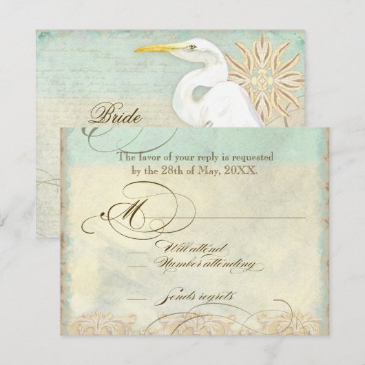 Great Egret Coastal Beach - Uitnodiging voor bruil (Voorkant / Achterkant)
