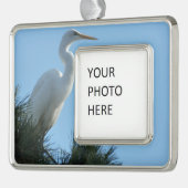 Great Egret in Sunny Florida Verzilverd Omlijst Ornament (Links)