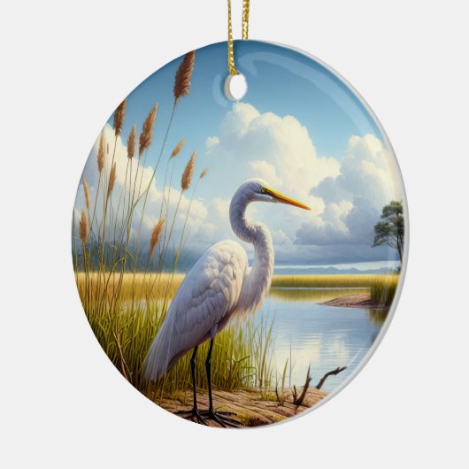 Great Egret Keepsake Keramisch Ornament (Links)